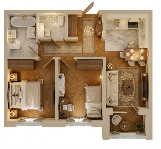 Finished design from a floor plan